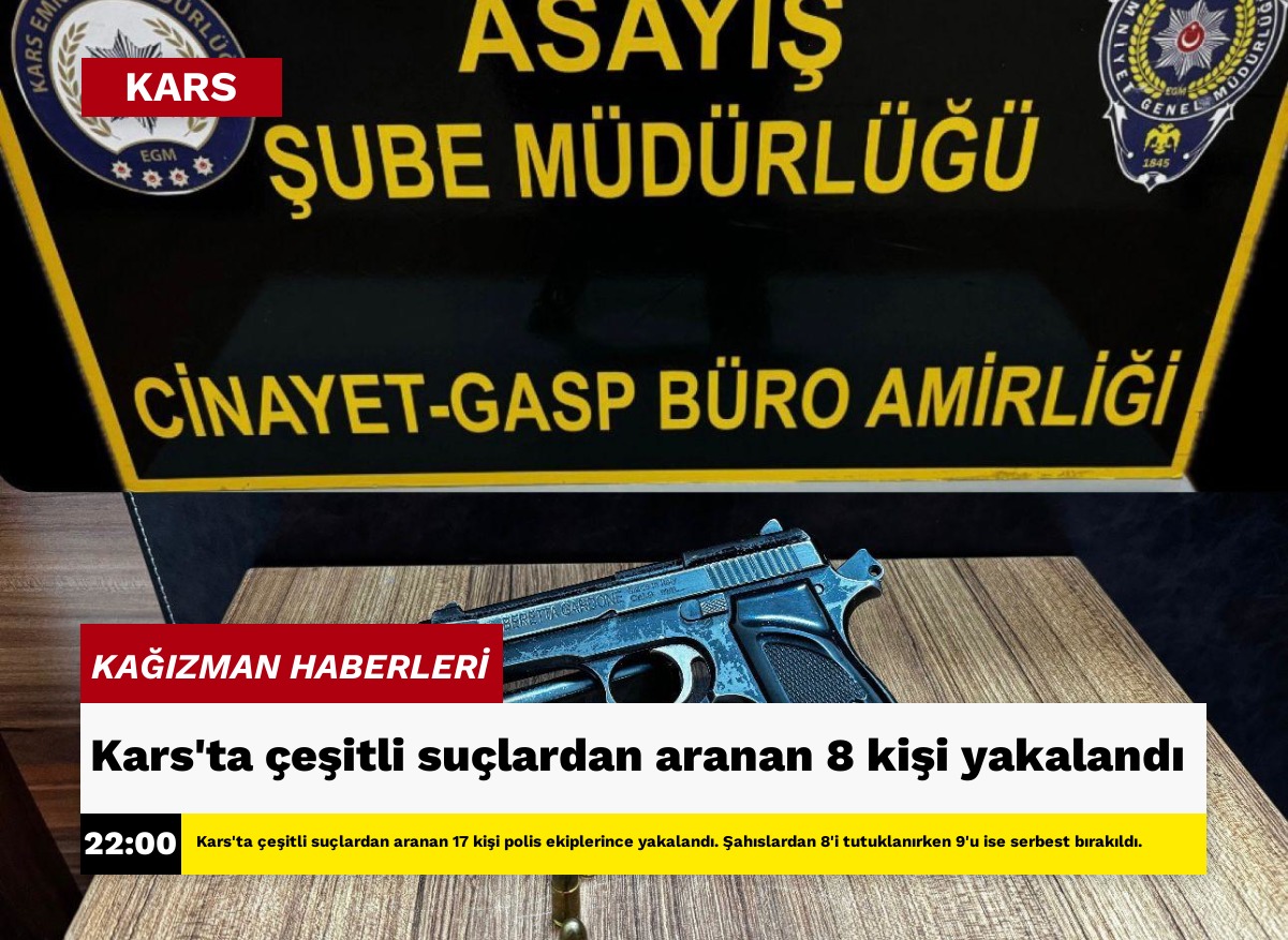 Kars'ta çeşitli suçlardan aranan 8 kişi yakalandı