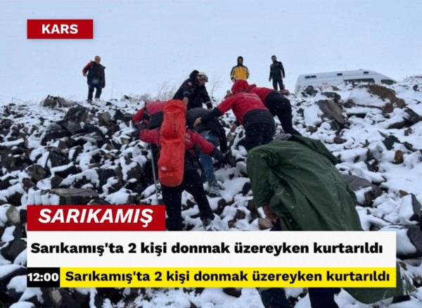 Sarıkamış’ta 2 kişi donmak üzereyken kurtarıldı