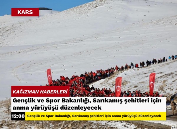 Gençlik ve Spor Bakanlığı, Sarıkamış şehitleri için anma yürüyüşü düzenleyecek